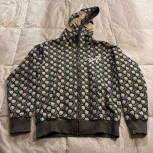 Assali 1st All Over Print Glow-in-the-Dark Grey Leather Mask Hoodie